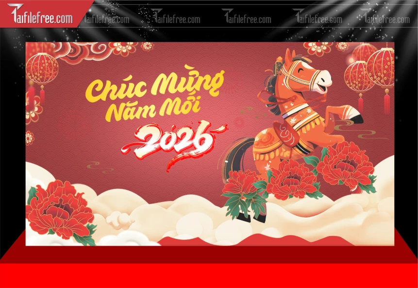 Mẫu Phông Nền Chúc Mừng Năm Mới Năm Chào Xuân Bính Ngọ.._PT417