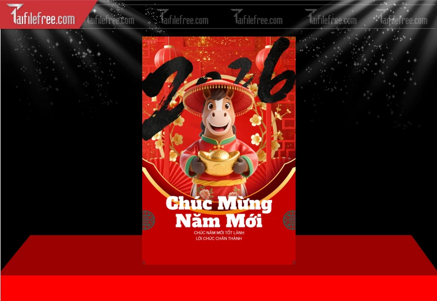Mẫu Poster Chúc Mừng Năm Mới Năm Chào Xuân Bính Ngọ.._PT477