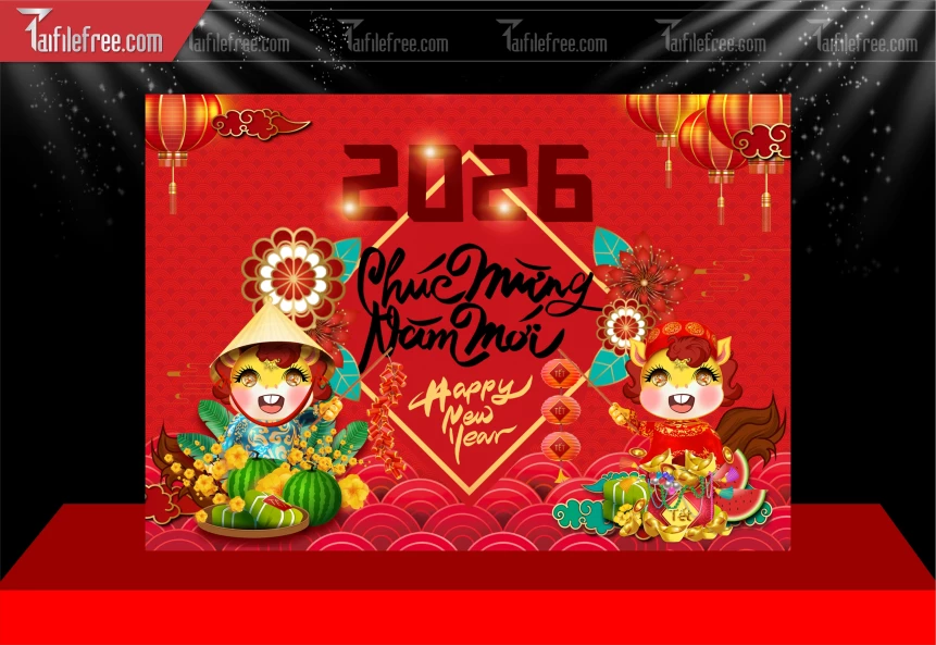 Mẫu Phông Nền Chúc Mừng Năm Mới Năm Chào Xuân Bính Ngọ._PT548