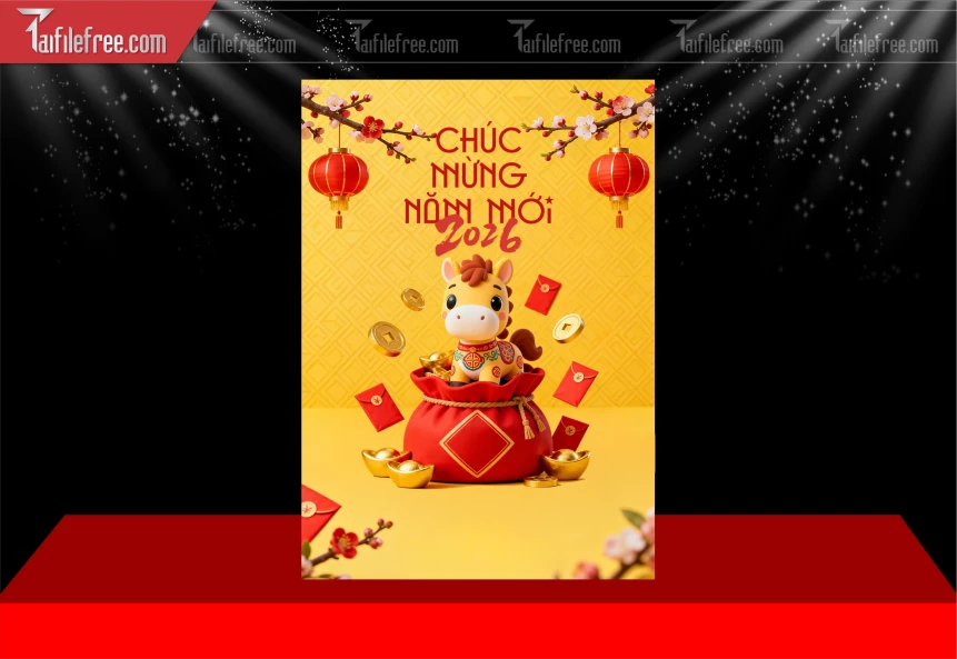 Mẫu Poster Chúc Mừng Năm Mới Năm Chào Xuân Bính Ngọ._PT568