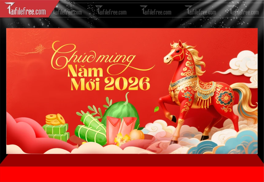 Mẫu Phông Nền Chúc Mừng Năm Mới Năm Chào Xuân Bính Ngọ._PT576