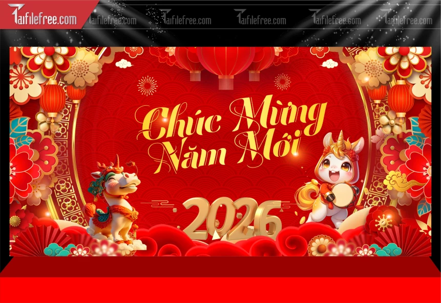 Mẫu Phông Nền Chúc Mừng Năm Mới Năm Chào Xuân Bính Ngọ._PT577