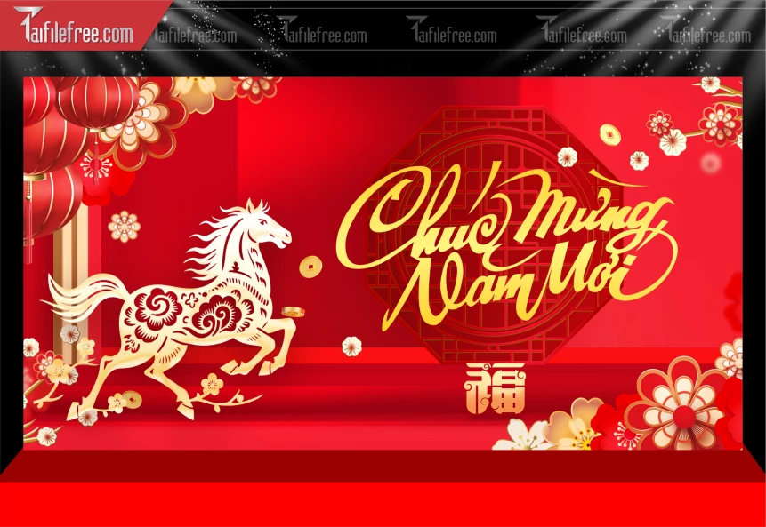 Mẫu Phông Nền Chúc Mừng Năm Mới Năm Chào Xuân Bính Ngọ._PT591