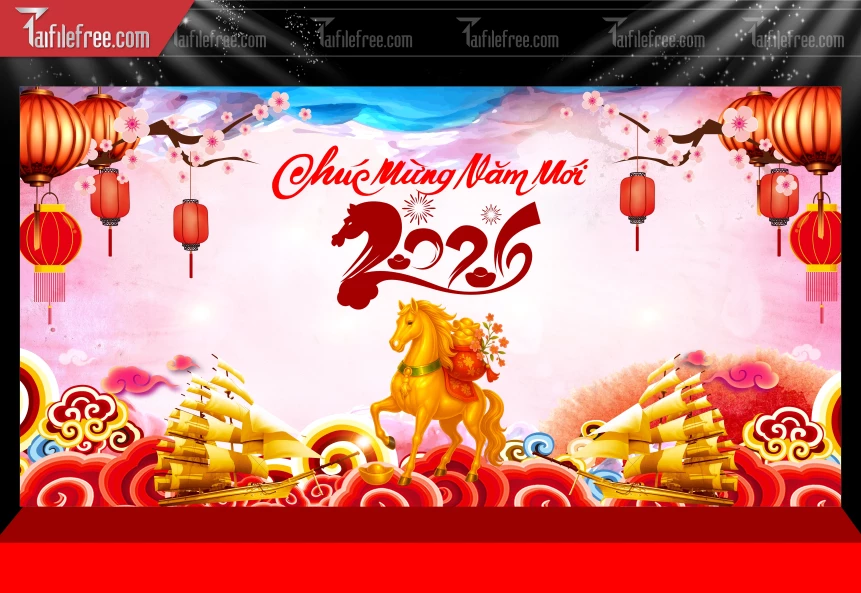 Mẫu Phông Nền Chúc Mừng Năm Mới Năm Chào Xuân Bính Ngọ._PT596