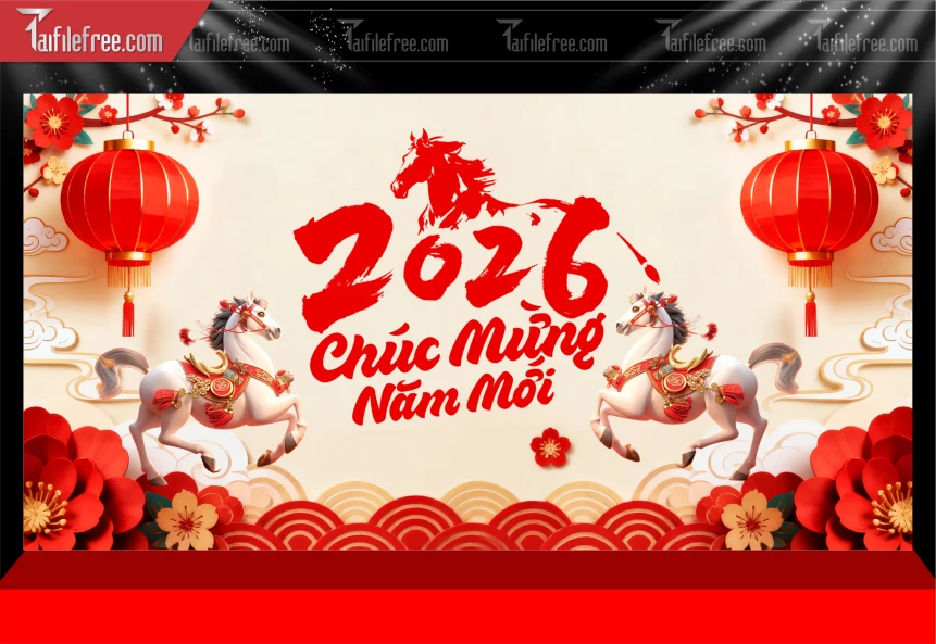 Mẫu Phông Nền Chúc Mừng Năm Mới Năm Chào Xuân Bính Ngọ._PT598