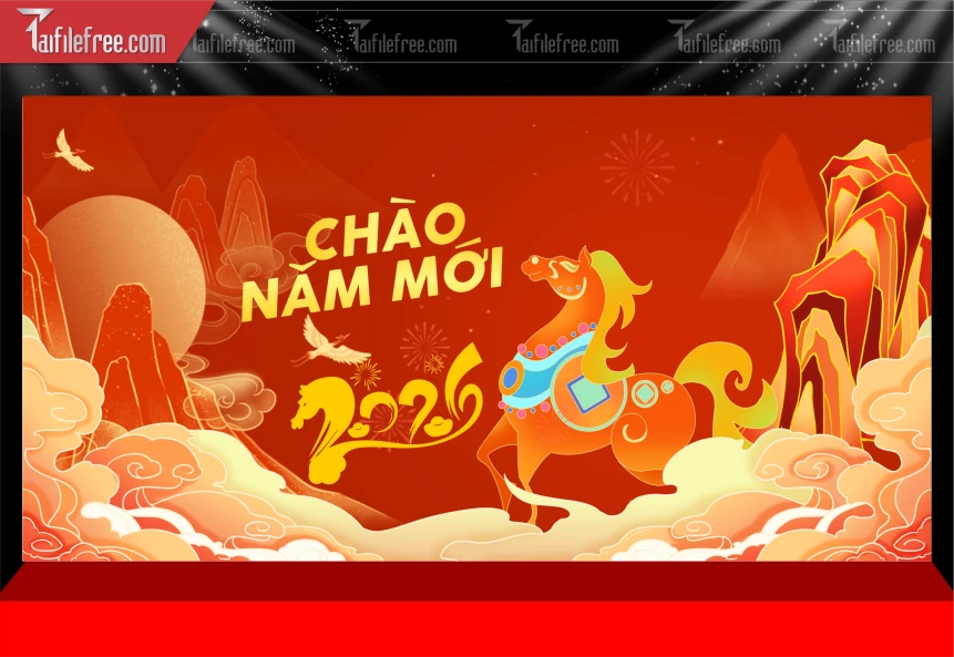 Mẫu Phông Nền Chúc Mừng Năm Mới Năm Chào Xuân Bính Ngọ._PT606