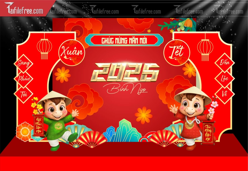 Mẫu Phông Nền Chúc Mừng Năm Mới Năm Chào Xuân Bính Ngọ._PT620