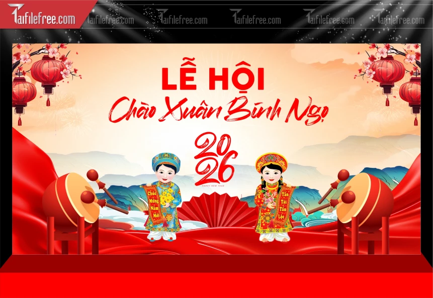 Mẫu Phông Nền Chúc Mừng Năm Mới Năm Chào Xuân Bính Ngọ._PT621