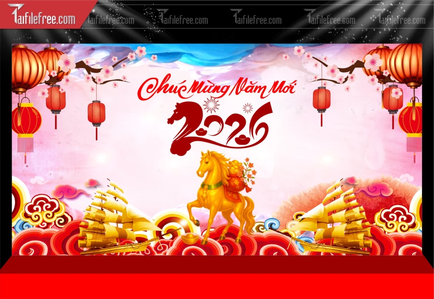 Mẫu Phông Nền Chúc Mừng Năm Mới Năm Chào Xuân Bính Ngọ._PT625