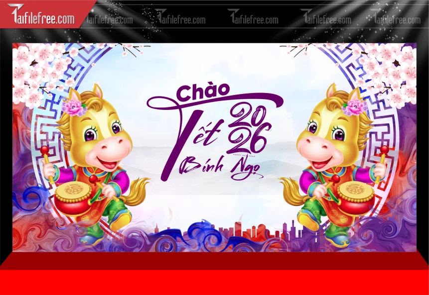 Mẫu Phông Nền Chúc Mừng Năm Mới Năm Chào Xuân Bính Ngọ._PT628