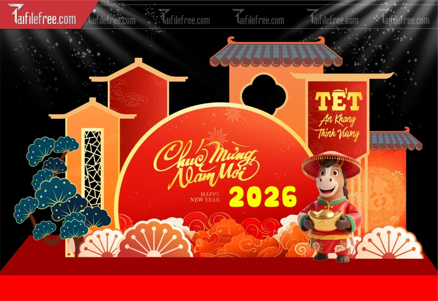 Mẫu Background Chúc Mừng Năm Mới Năm Chào Xuân Bính Ngọ,_PT653