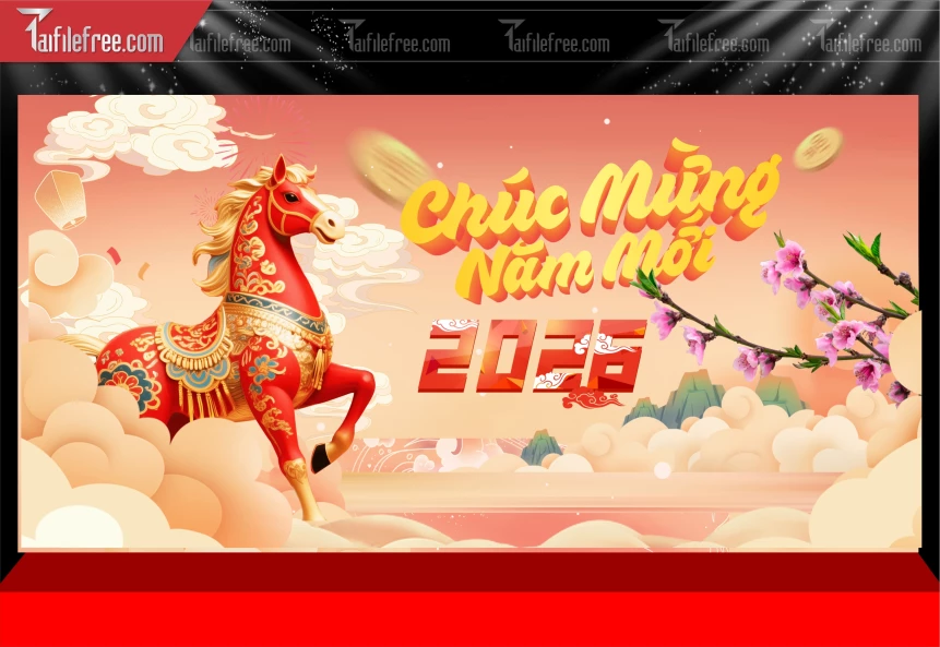 Mẫu Phông Nền Chúc Mừng Năm Mới Năm Chào Xuân Bính Ngọ,_PT655