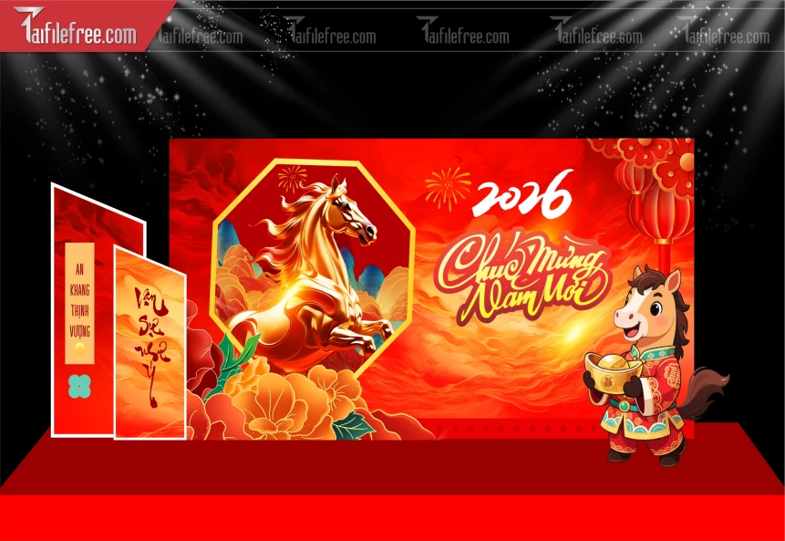 Mẫu Background Chúc Mừng Năm Mới Năm Chào Xuân Bính Ngọ_PT690