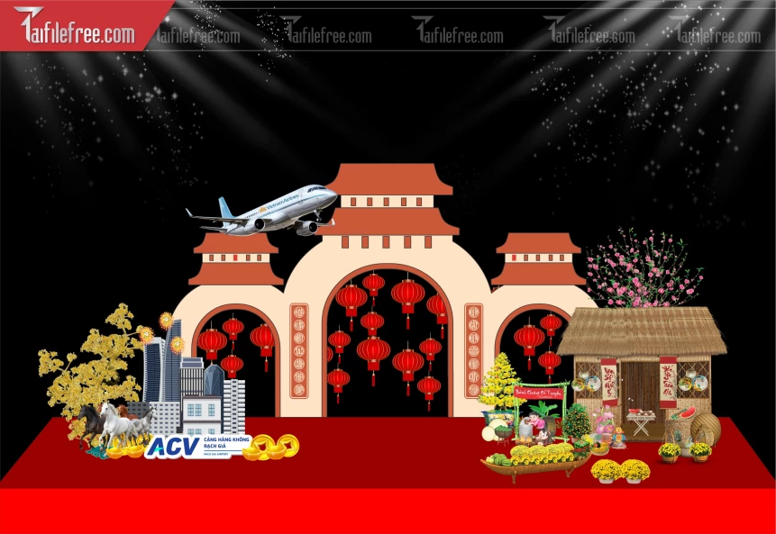 Mẫu Cổng Chúc Mừng Năm Mới Năm Chào Xuân Bính Ngọ_PT696