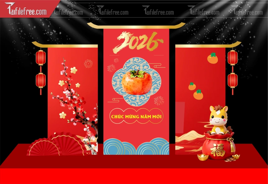 Mẫu Background Chúc Mừng Năm Mới Năm Chào Xuân Bính Ngọ,_PT701