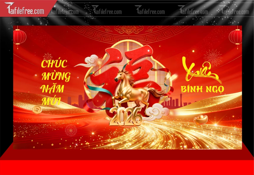 Mẫu Phông Nền Chúc Mừng Năm Mới Năm Chào Xuân Bính Ngọ,_PT703