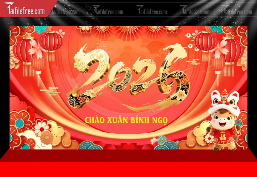 Mẫu Phông Nền Chúc Mừng Năm Mới Năm Chào Xuân Bính Ngọ,_PT712
