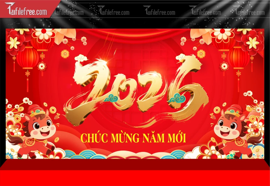 Mẫu Phông Nền Chúc Mừng Năm Mới Năm Chào Xuân Bính Ngọ,_PT713