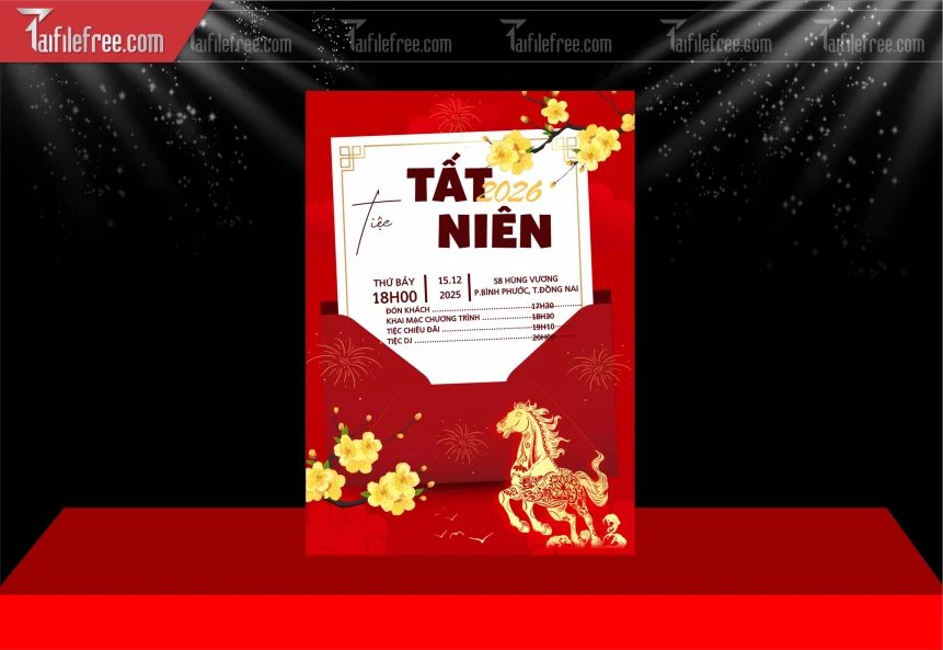 Mẫu Poster Tất Niên Cuối Năm Mới Năm Chào Xuân Bính Ngọ,_PT725