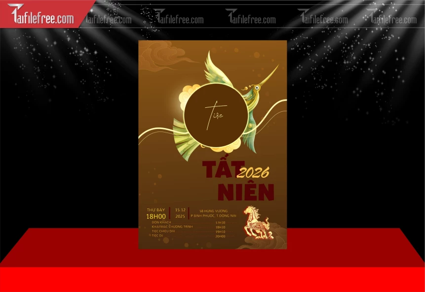 Mẫu Poster Tất Niên Cuối Năm Mới Năm Chào Xuân Bính Ngọ,_PT726