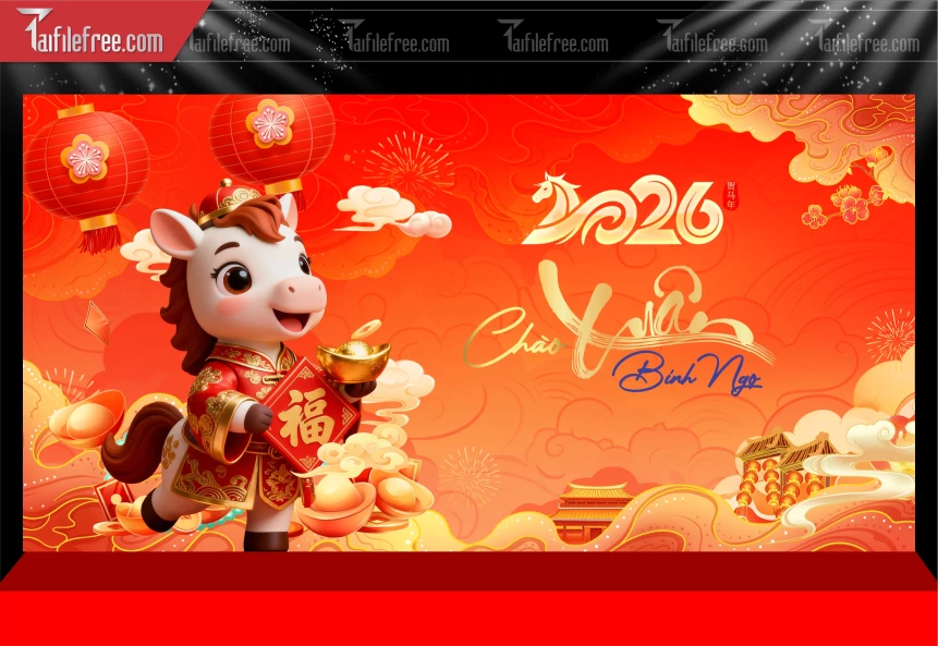 Mẫu Phông Nền Chúc Mừng Năm Mới Năm Chào Xuân Bính Ngọ,_PT741
