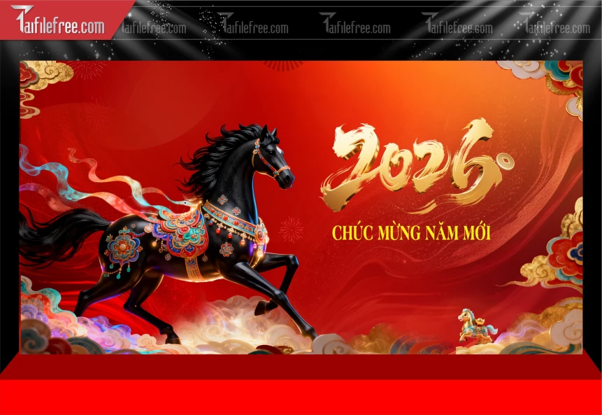 Mẫu Phông Nền Chúc Mừng Năm Mới Năm Chào Xuân Bính Ngọ,_PT743