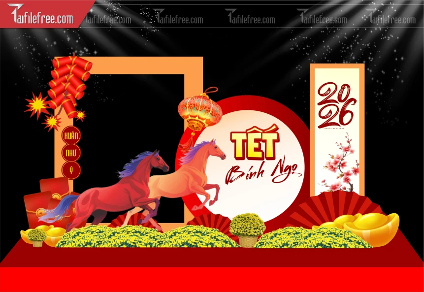 Mẫu Background Chúc Mừng Năm Mới Năm Chào Xuân Bính Ngọ,_PT746