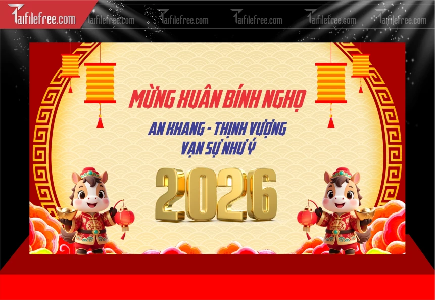Mẫu Phông Nền Chúc Mừng Năm Mới Năm Chào Xuân Bính Ngọ_PT750