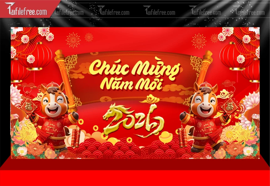 Mẫu Phông Nền Chúc Mừng Năm Mới Năm Chào Xuân Bính Ngọ_PT754