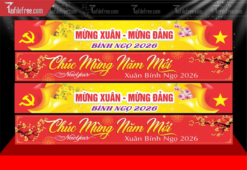 Mẫu Băng Rôn Chúc Mừng Năm Mới Năm Chào Xuân Bính Ngọ_PT756