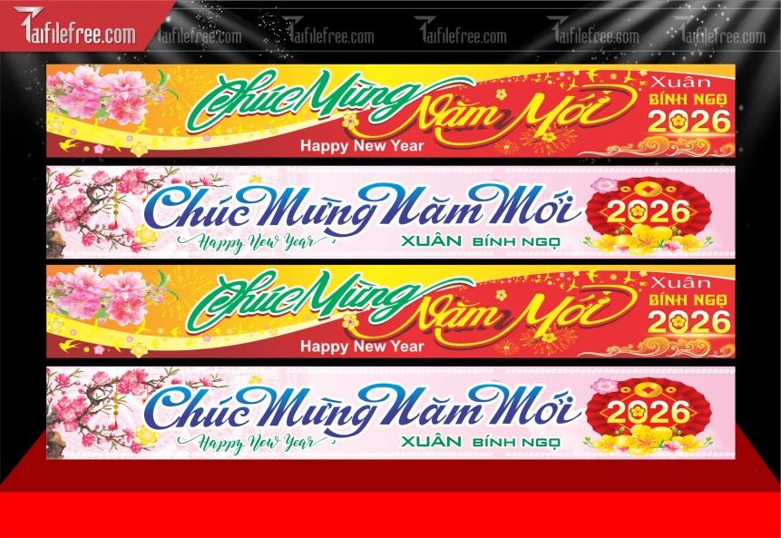 Mẫu Băng Rôn Chúc Mừng Năm Mới Năm Chào Xuân Bính Ngọ_PT758