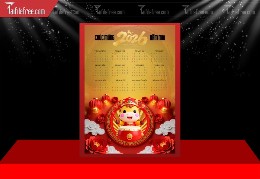 Mẫu Lịch Tết Bính Ngọ 2026 _PT773