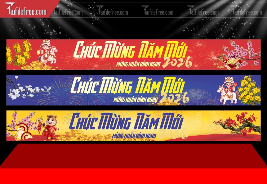 Mẫu Băng Rôn Chúc Mừng Năm Mới Năm Chào Xuân Bính Ngọ _PT788