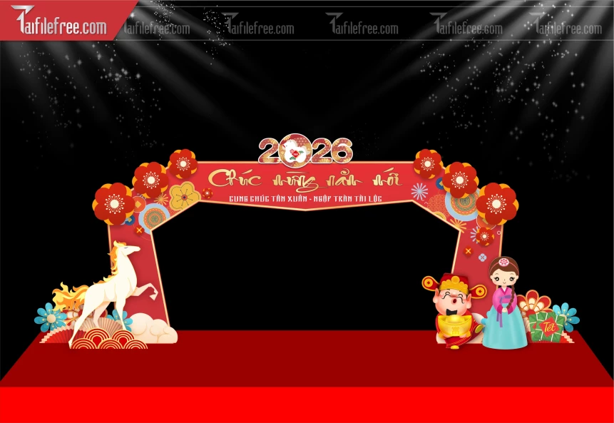 Mẫu Cổng Chào Chúc Mừng Năm Mới Năm Chào Xuân Bính Ngọ _PT793