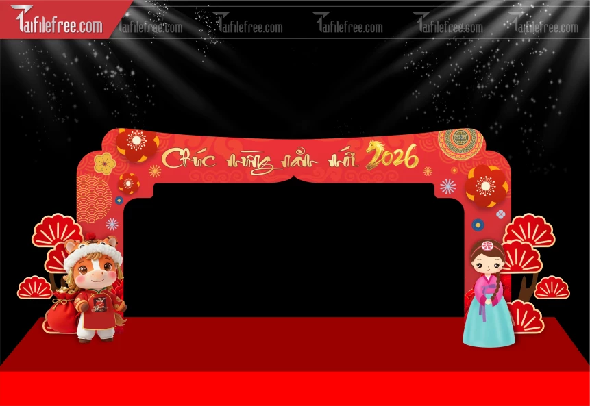 Mẫu Cổng Chào Chúc Mừng Năm Mới Năm Chào Xuân Bính Ngọ _PT794