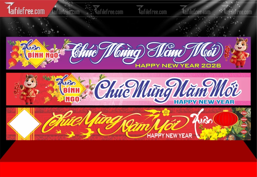 Mẫu Băng Rôn Chúc Mừng Năm Mới Năm Chào Xuân Bính Ngọ _PT804