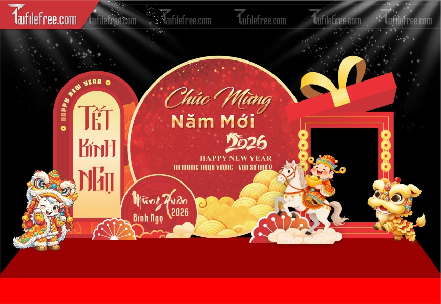 Mẫu Background Chúc Mừng Năm Mới Năm Chào Xuân Bính Ngọ_PT845