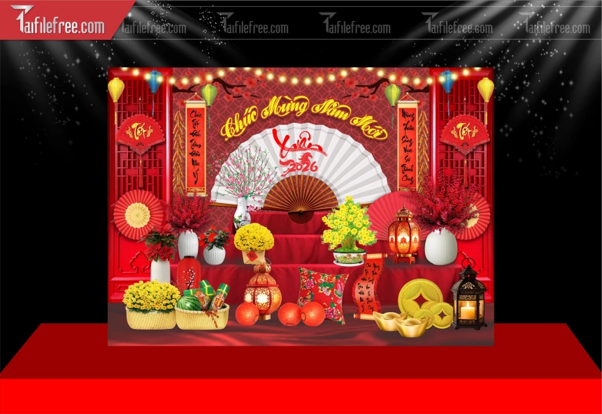 Tiều Cảnh Tết Trang Trí Tết Nguyên Đán,Tiểu Cảnh Sân Khấu_PT864