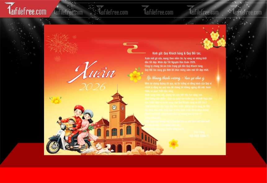 Mẫu Thư Mời Chúc Mừng Năm Mới Năm Chào Xuân Bính Ngọ _PT870