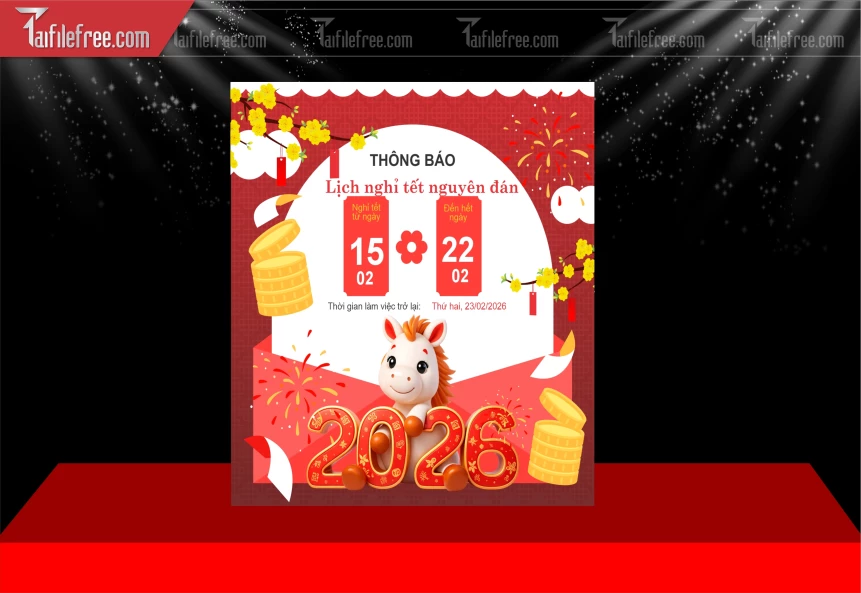 Mẫu Lịch Thông Báo Nghỉ Tết _PT877