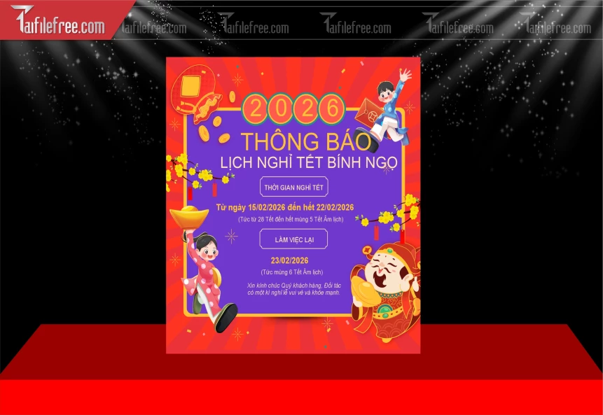 Mẫu Lịch Thông Báo Nghỉ Tết _PT878