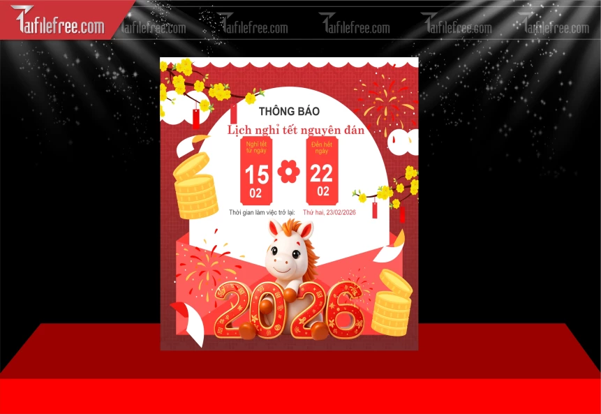 Mẫu Lịch Thông Báo Nghỉ Tết _PT879