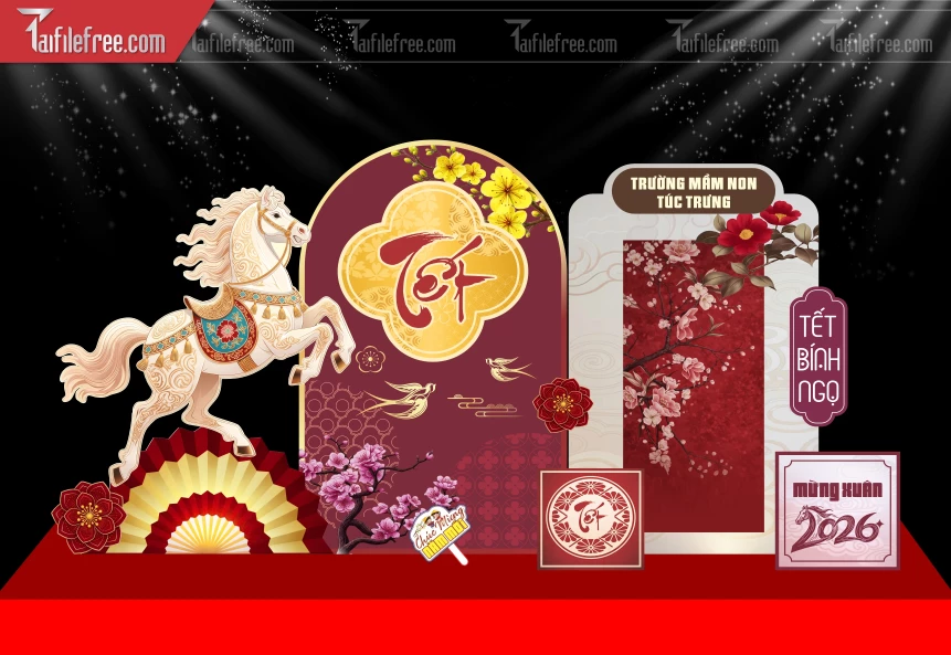 Mẫu Background Chúc Mừng Năm Mới Năm Chào Xuân Bính Ngọ _PT886