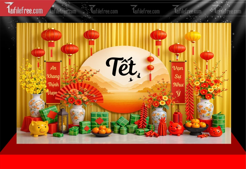 Mẫu Phông Nền Chúc Mừng Năm Mới Năm Chào Xuân Bính Ngọ _PT899