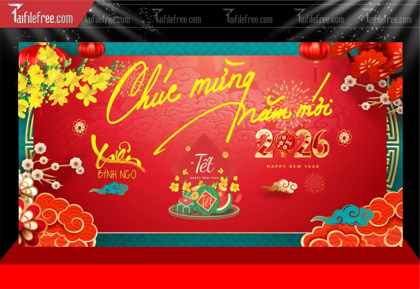 Mẫu Phông Nền Chúc Mừng Năm Mới Năm Chào Xuân Bính Ngọ _PT903