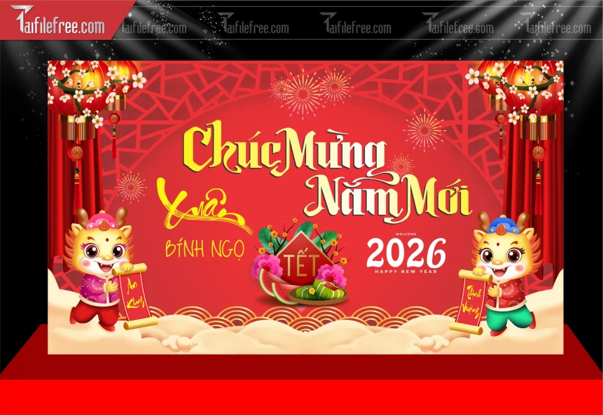 Mẫu Phông Nền Chúc Mừng Năm Mới Năm Chào Xuân Bính Ngọ _PT904