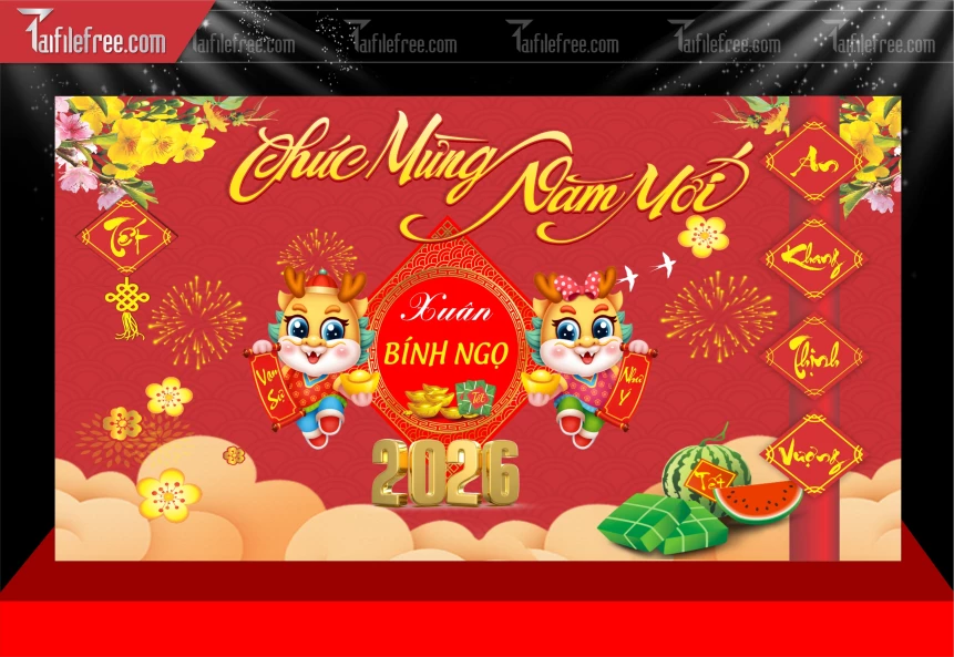 Mẫu Phông Nền Chúc Mừng Năm Mới Năm Chào Xuân Bính Ngọ _PT906