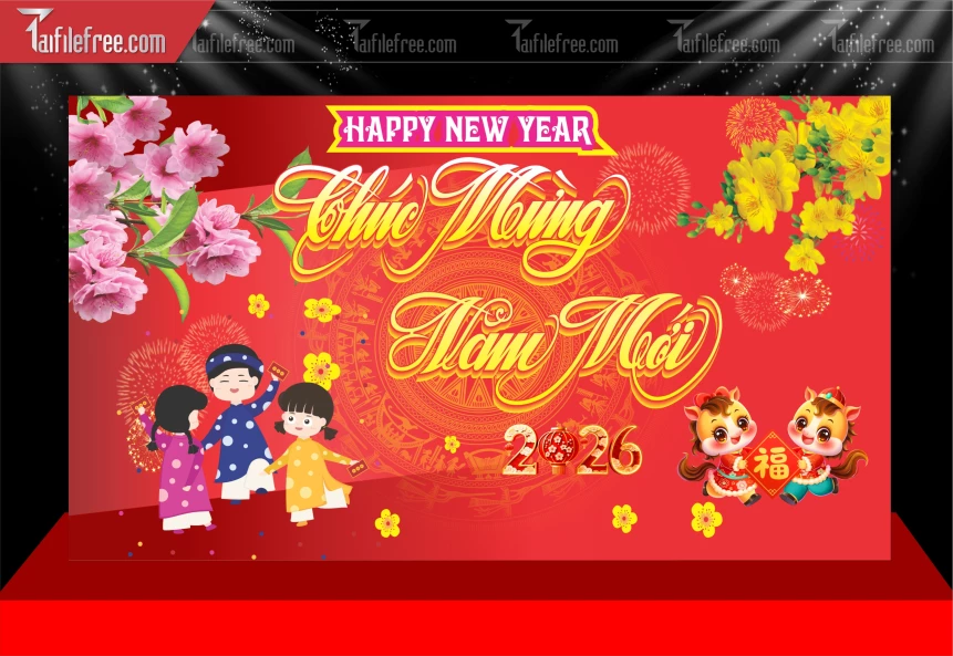 Mẫu Phông Nền Chúc Mừng Năm Mới Năm Chào Xuân Bính Ngọ _PT907