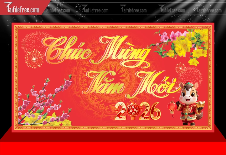 Mẫu Phông Nền Chúc Mừng Năm Mới Năm Chào Xuân Bính Ngọ _PT908
