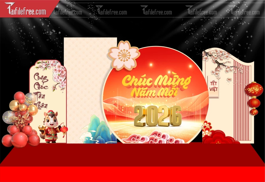Mẫu Background Chúc Mừng Năm Mới Năm Chào Xuân Bính Ngọ _PT909